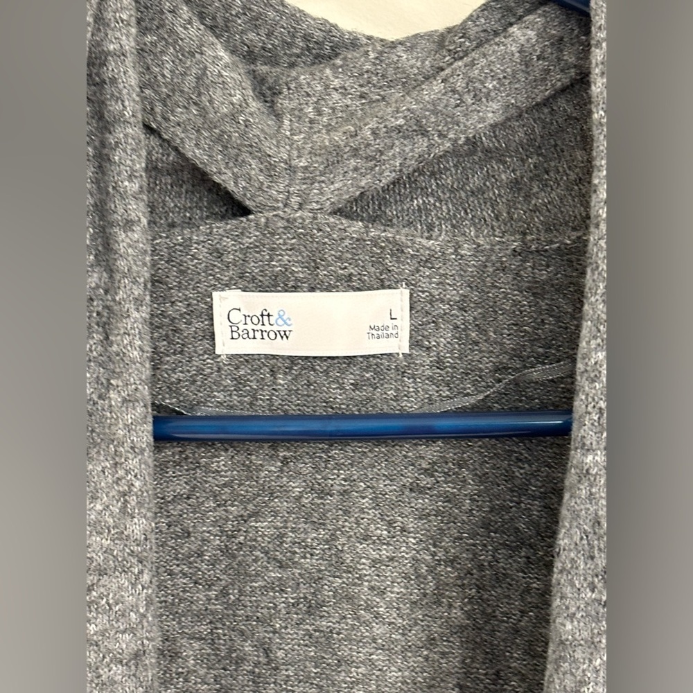 Croft & Barrow Charcoal Open Front Cardigan - Picture 2 of 4